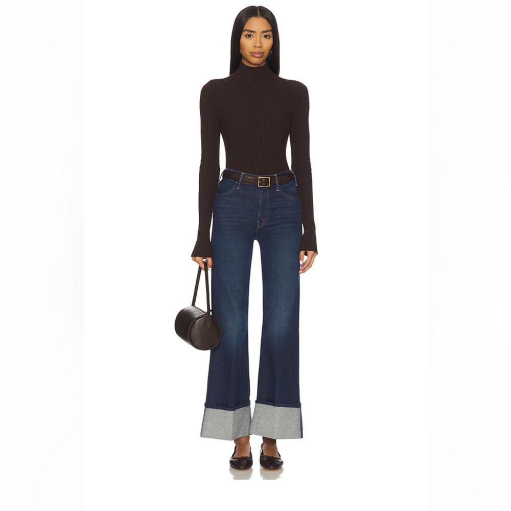 MOTHER Dark Blue Wide-Leg Cuffed Jeans (NWT)